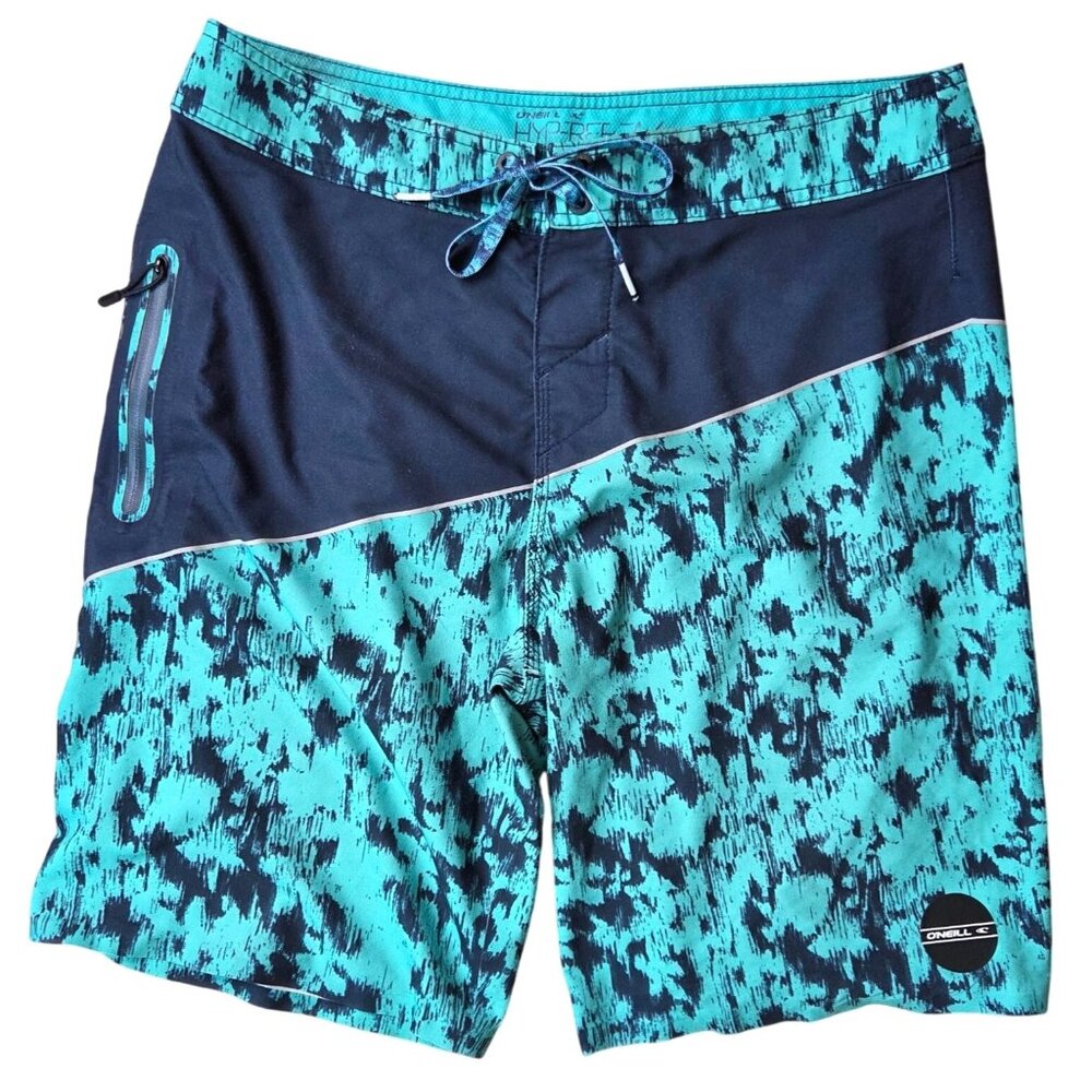 ONeill Hyperfreak Board Shorts Size 30 Blue & Teal Pattern Polyester/Elastane Me